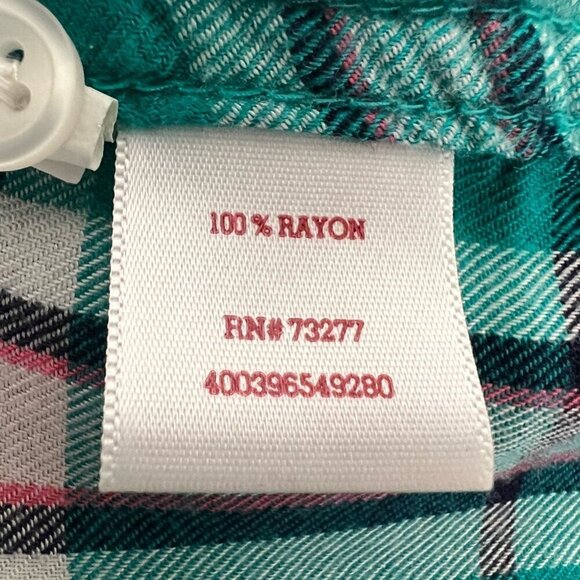 Perfect Shirt Womens Button Front Multicolor Plaid Long Sleeve Pockets Rayon XS - Picture 9 of 10